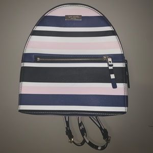 Kate Spade pink and blue striped backpack